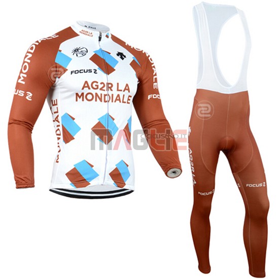 Maglia Ag2r manica lunga 2015 marrone e bianco