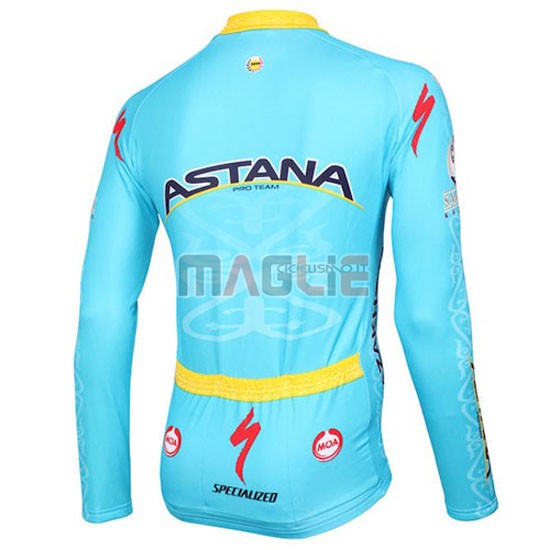 Maglia Astana manica lunga 2016 azzurro e giallo