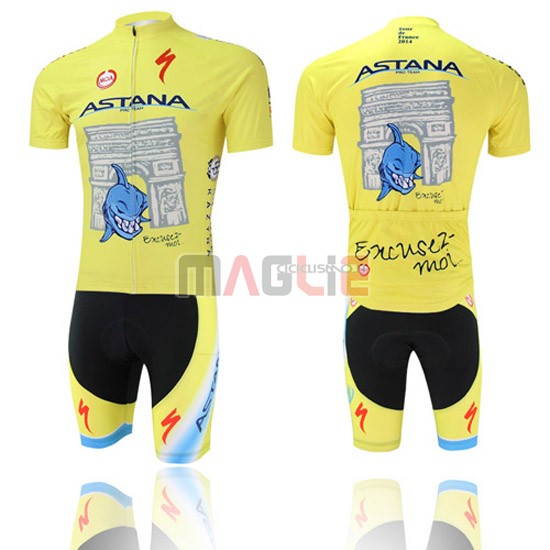 Maglia Astana manica corta 2014 giallo