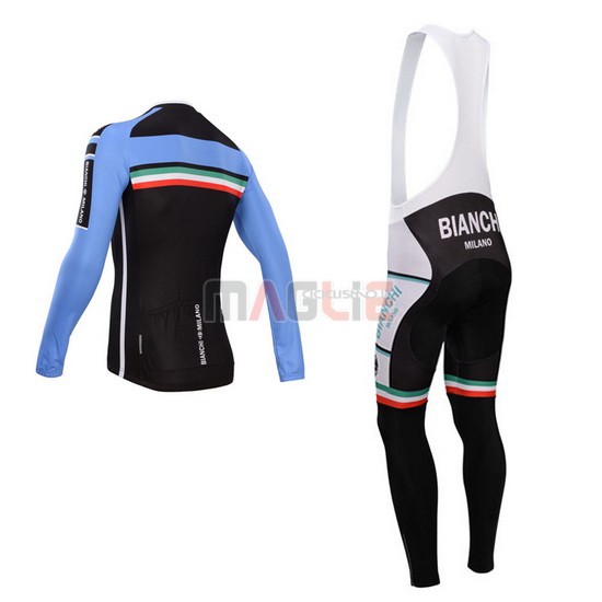 Maglia Bianchi manica lunga 2014 nero e celeste