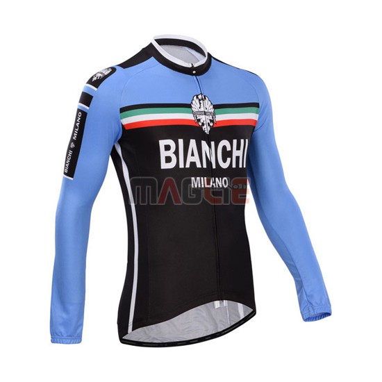 Maglia Bianchi manica lunga 2014 nero e celeste