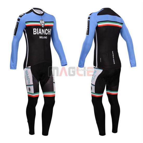 Maglia Bianchi manica lunga 2014 nero e celeste