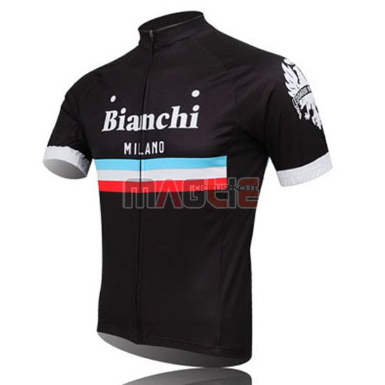 Maglia Bianchi manica corta 2014 nero e celeste