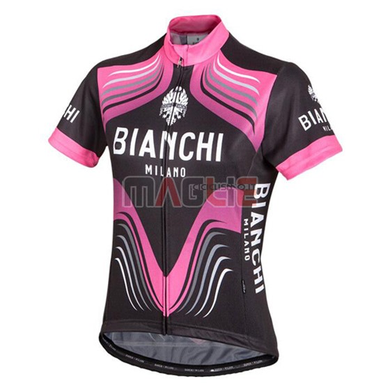 Maglia Bianchi manica corta 2016 nero e fuxia