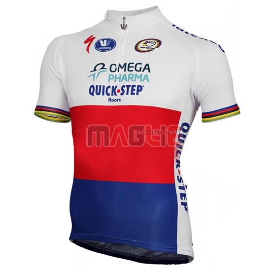 Maglia Quick Step manica corta 2014 bianco e blu