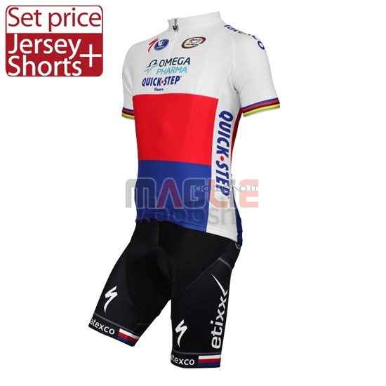 Maglia Quick Step manica corta 2014 bianco e blu