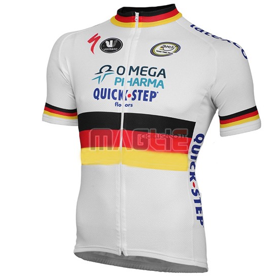 Maglia Quick Step manica corta 2014 bianco e giallo