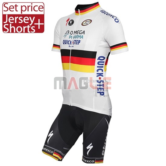 Maglia Quick Step manica corta 2014 bianco e giallo