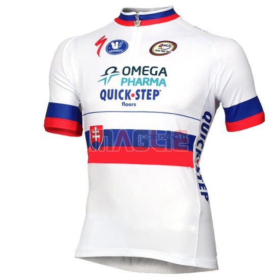 Maglia Quick Step manica corta 2014 bianco e rosso