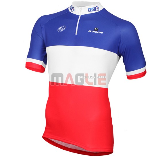 Maglia FDJ manica corta 2016 bianco e rosso