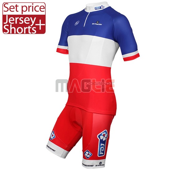 Maglia FDJ manica corta 2016 bianco e rosso