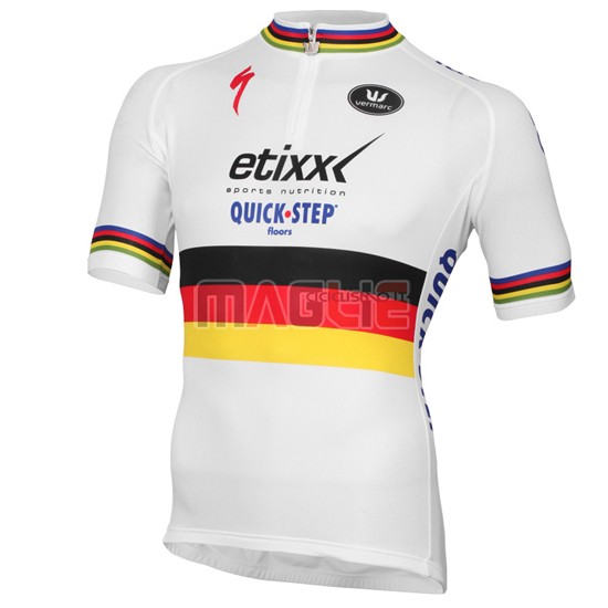 Maglia Quick Step manica corta 2016 bianco e rosso