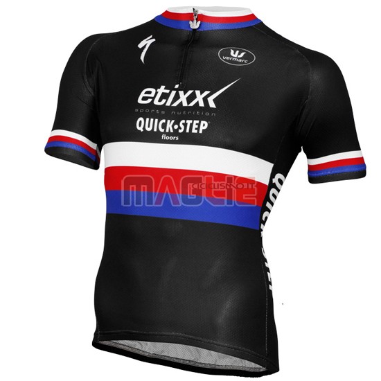 Maglia Quick Step manica corta 2016 nero e blu