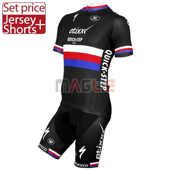 Maglia Quick Step manica corta 2016 nero e blu