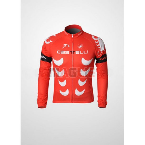 Maglia Castelli manica lunga 2010 bianco e rosso
