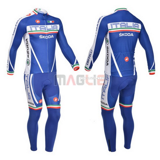 Maglia Castelli manica lunga 2013 bianco e blu