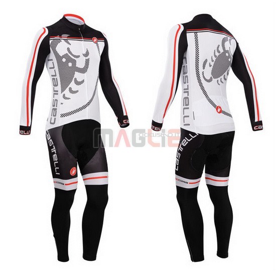 Maglia Castelli manica lunga 2014 bianco e rosso