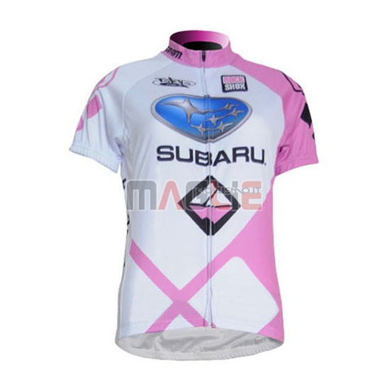 Donne Maglia Subaru manica corta 2011 bianco e fuxia