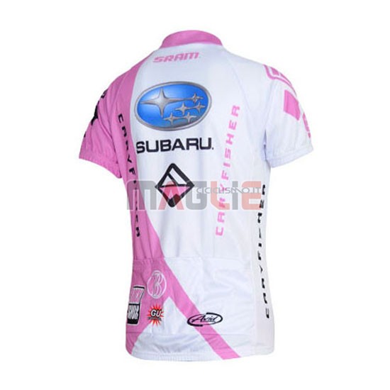 Donne Maglia Subaru manica corta 2011 bianco e fuxia