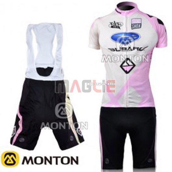 Donne Maglia Subaru manica corta 2011 fuxia e bianco