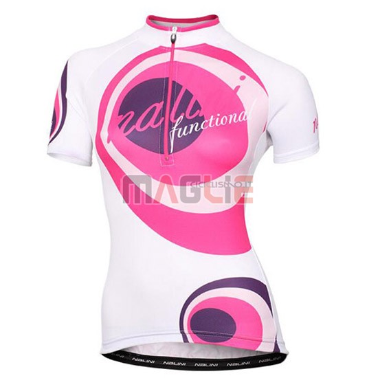 Donne Maglia Nalini manica corta 2016 bianco e fuxia