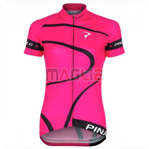 Donne Maglia Pinarello manica corta 2016 nero e fuxia