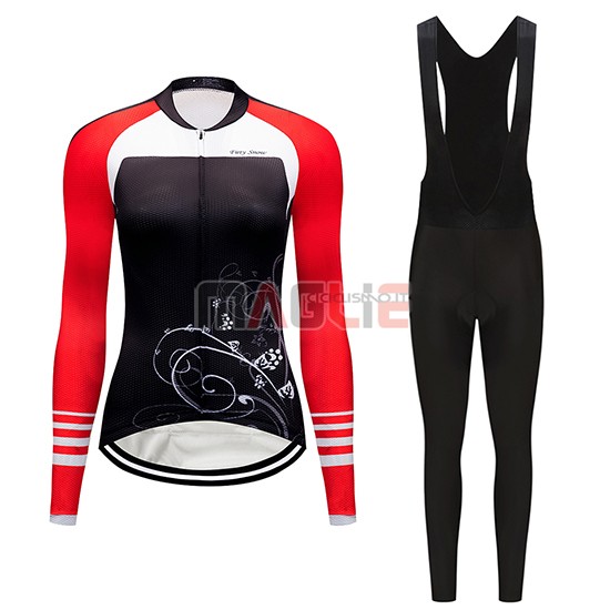 Maglia Donne Dirty Snow Manica Lunga 2019 Rosso Bianco Nero