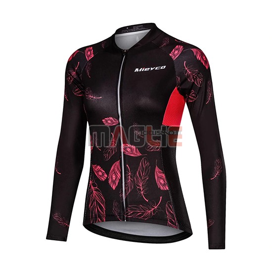 Maglia Donne Mieyco Manica Lunga 2019 Nero Rosso - Clicca l'immagine per chiudere