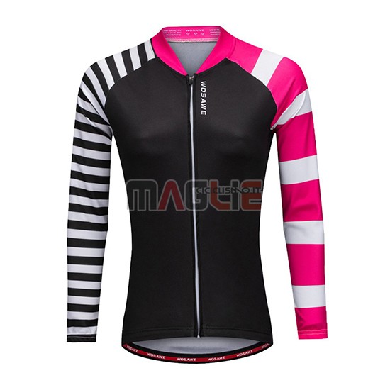 Maglia Donne Wosawe Manica Lunga 2019 Nero Bianco Rosa