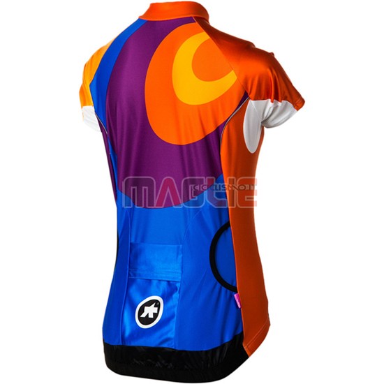 Maglia Donne Assos manica corta 2016 arancione e blu