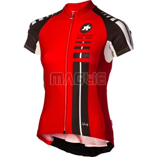 Maglia Donne Assos manica corta 2016 nero e rosso