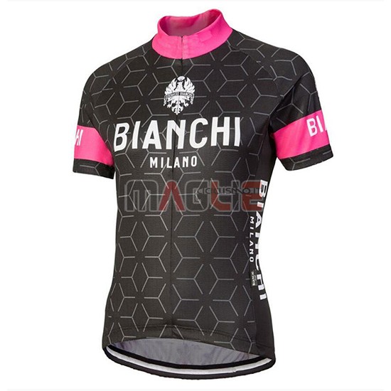 2018 Maglia Bianchi Manica Corta Nevola Nero e Rosa