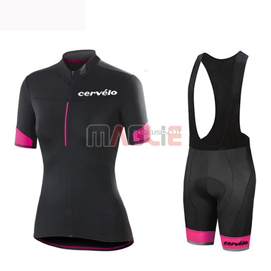 Maglia Donne Cervelo Manica Corta 2019 Nero Rosso