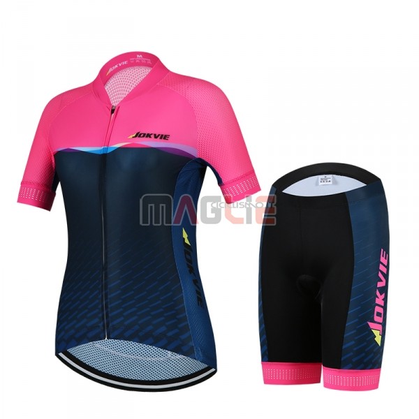 Maglia Donne Jokvie Manica Corta 2018 Rosa Spento Blu