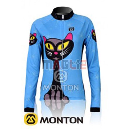 Donne Maglia Monton manica lunga 2011 celeste e nero