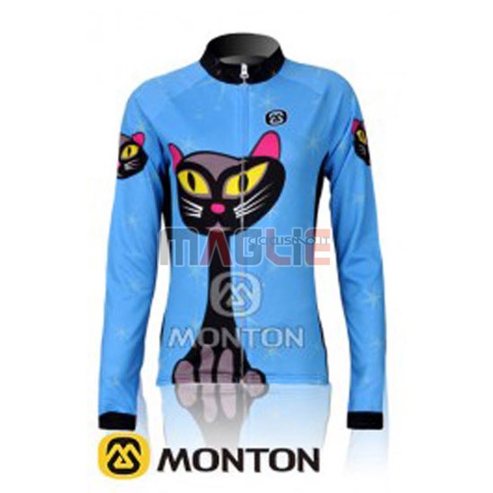 Donne Maglia Monton manica lunga 2011 celeste e nero