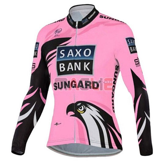 Donne Maglia Saxo Bank manica lunga 2015 fuxia e nero - Clicca l'immagine per chiudere