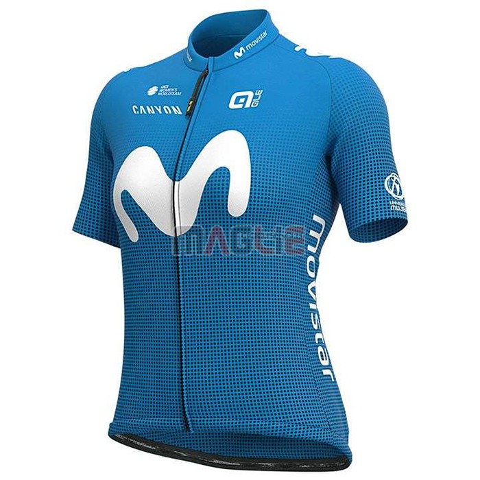 Maglia Donne Movistar Manica Corta 2020 Bianco Blu