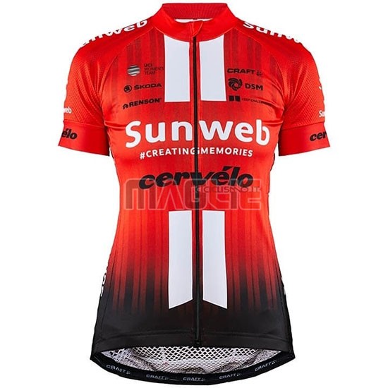 Maglia Donne Sunweb Manica Corta 2019 Arancione Bianco