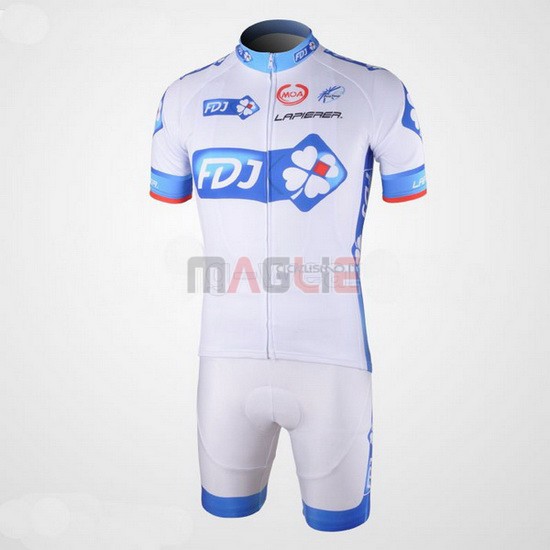 Maglia FDJ manica corta 2010 bianco e azzurro