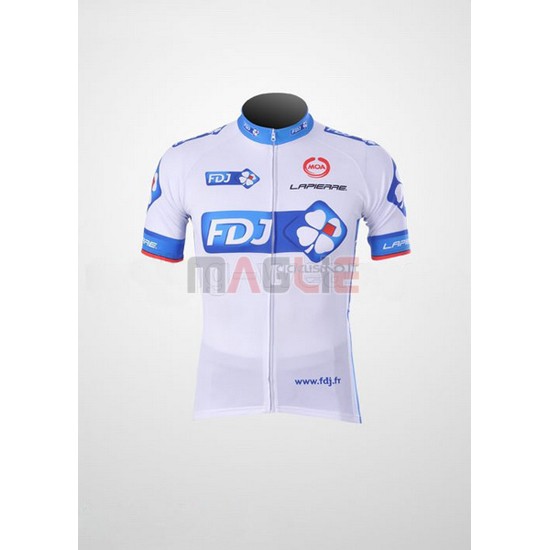 Maglia FDJ manica corta 2010 bianco e celeste