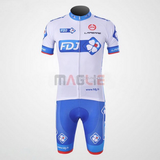 Maglia FDJ manica corta 2010 bianco e celeste