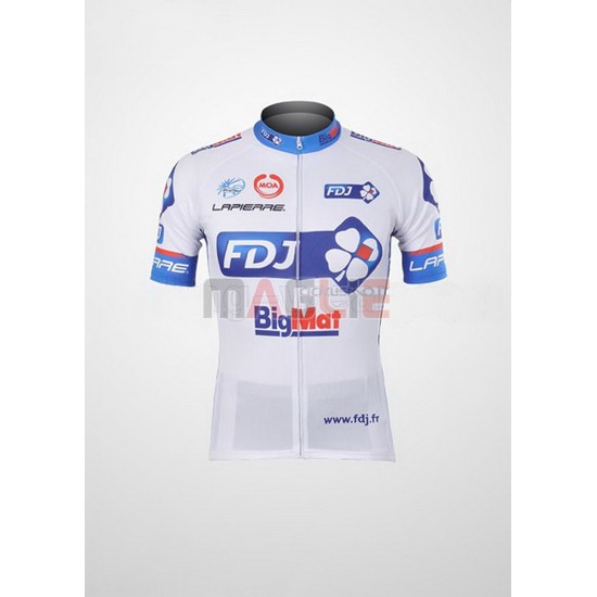 Maglia FDJ manica corta 2012 bianco e celeste