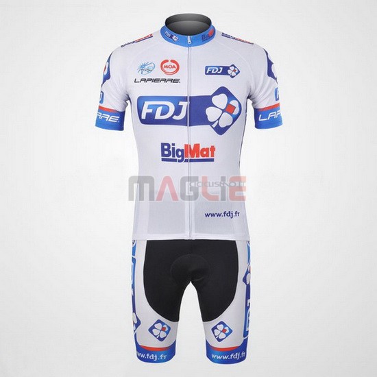 Maglia FDJ manica corta 2012 bianco e celeste