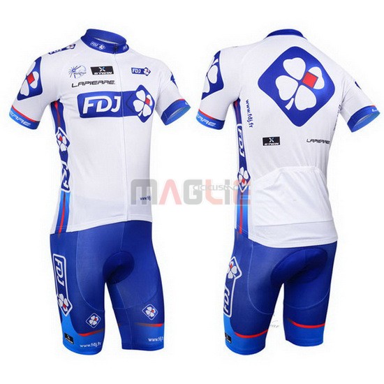 Maglia FDJ manica corta 2013 bianco e celeste