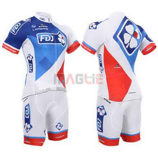 Maglia FDJ manica corta 2015 bianco e blu