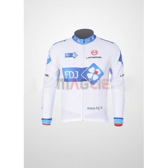 Maglia FDJ manica lunga 2010 bianco e celeste