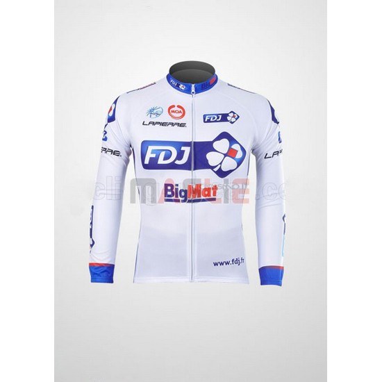 Maglia FDJ manica lunga 2012 bianco e celeste