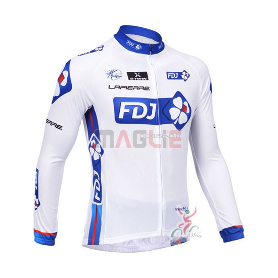 Maglia FDJ manica lunga 2013 bianco e celeste