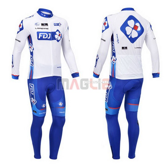 Maglia FDJ manica lunga 2013 bianco e celeste